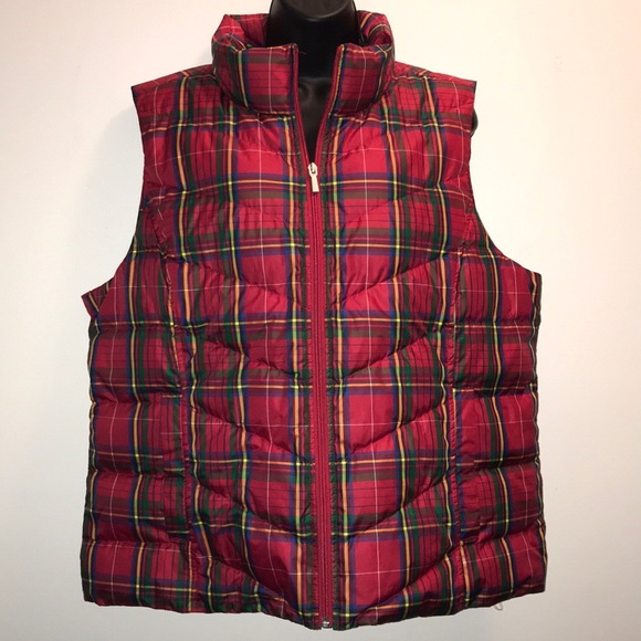 Lands' End Jackets & Blazers - LANDS’ END Print Down Plaid Vest~sz XL 18~EUC~